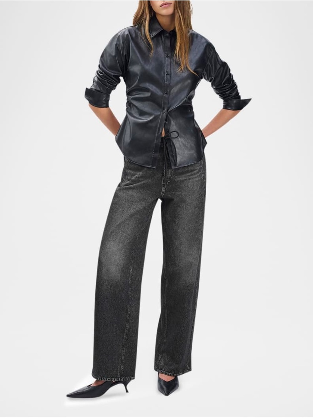 rag & bone Washed Black Wide-Leg Jeans